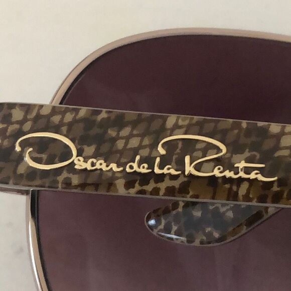 Vintage Oscar De la Renta Snakeskin Pattern Aviator Sunglass with Case Purple Go - Picture 4 of 7